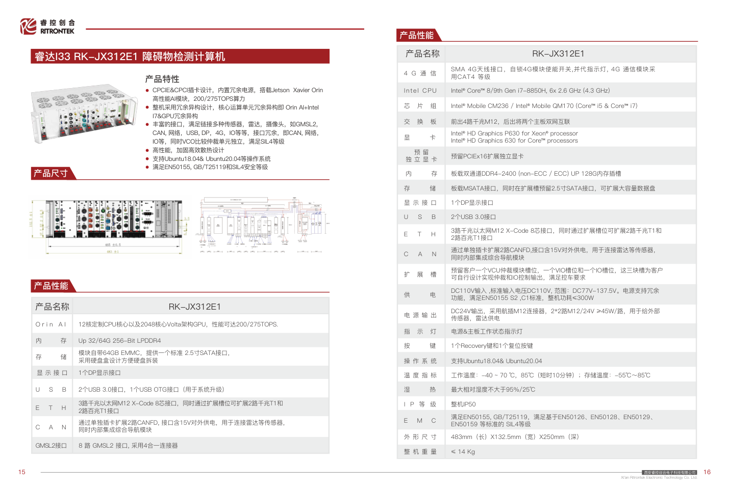RK-JX312E1 Obstacle Detection Computer