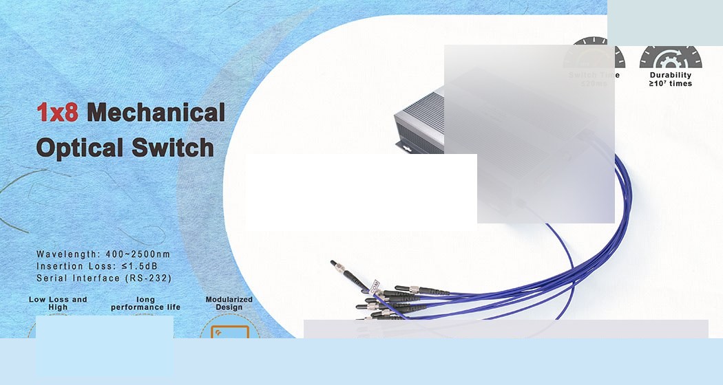 1X8 400-2500nm 600um Mechanical Optical Switch 0.5m fiber, SMA905 connectors