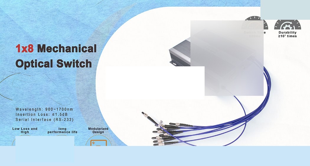 1X8 900-1700nm 600um Mechanical Optical Switch 0.5m fiber, SMA905 connectors