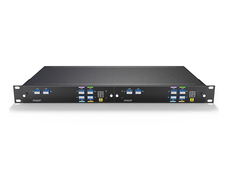 Dual Fiber 4CH 1270-1330nm CWDM MUX DEMUX With EXP, LC/UPC, Plug-in LGX Box and 2slot 1U Rack