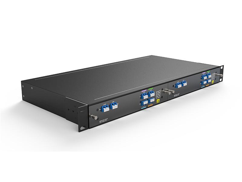 Dual Fiber 4CH 1270-1330nm CWDM MUX DEMUX With EXP, LC/UPC, Plug-in LGX Box and 2slot 1U Rack