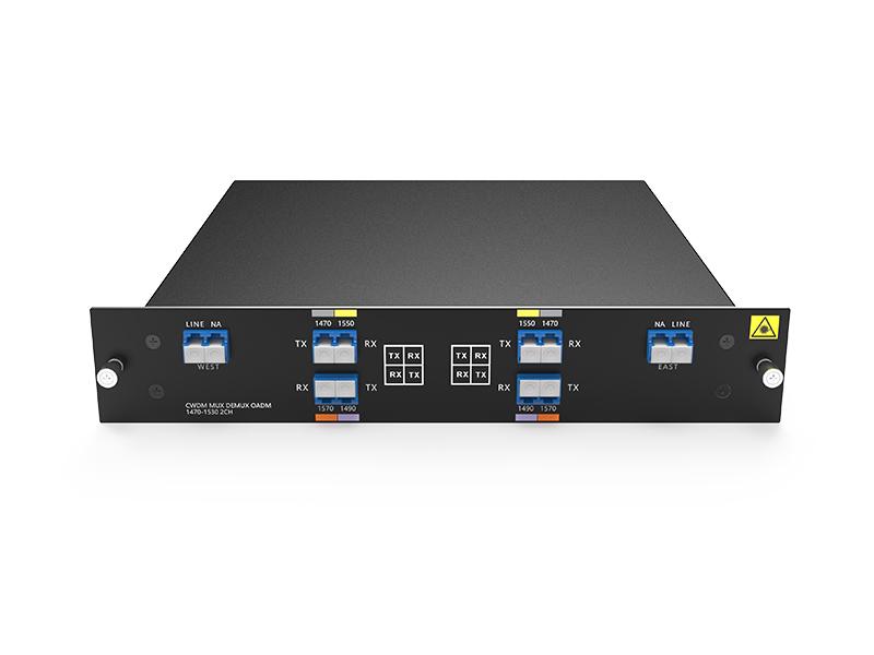 Single Fiber 2CH 4waves1470-1530nm CWDM OADM, WEST AND EAST, LC/UPC, FMU Plug-in Module, and 2 Slots 1U Rack