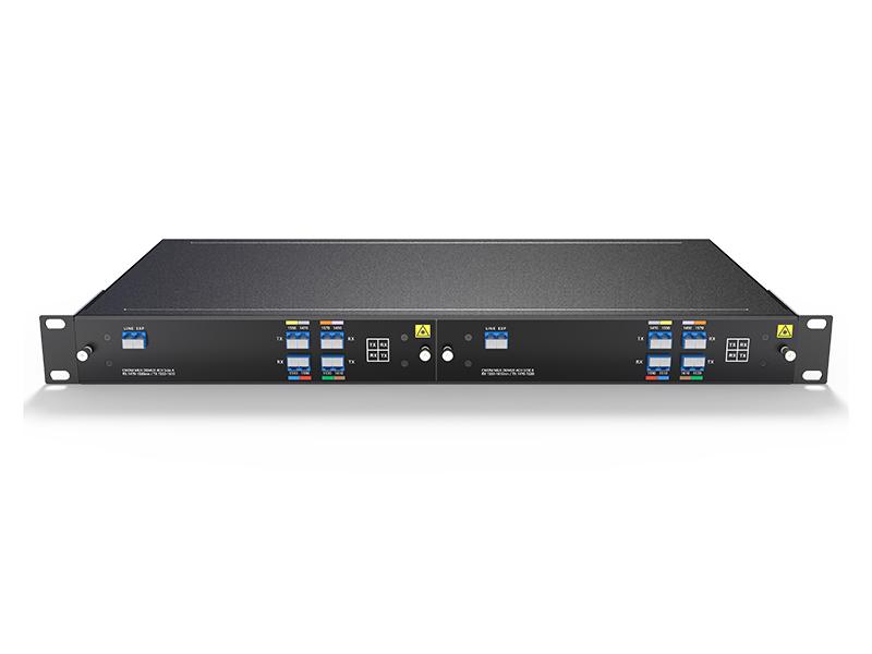 Single Fiber 4Channels(8waves) 1470-1610nm CWDM MUX/DEMUX , LC/UPC, Plug-in LGX Box and 2slot 1U Rack