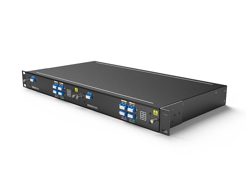 Single Fiber 4Channels(8waves) 1470-1610nm CWDM MUX/DEMUX , LC/UPC, Plug-in LGX Box and 2slot 1U Rack